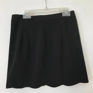 Scalloped Black Mini Skirt